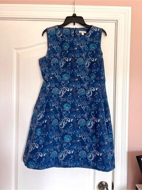 Eva Mendes for NY&Co Sleeveless Blue Floral A-Line Dress